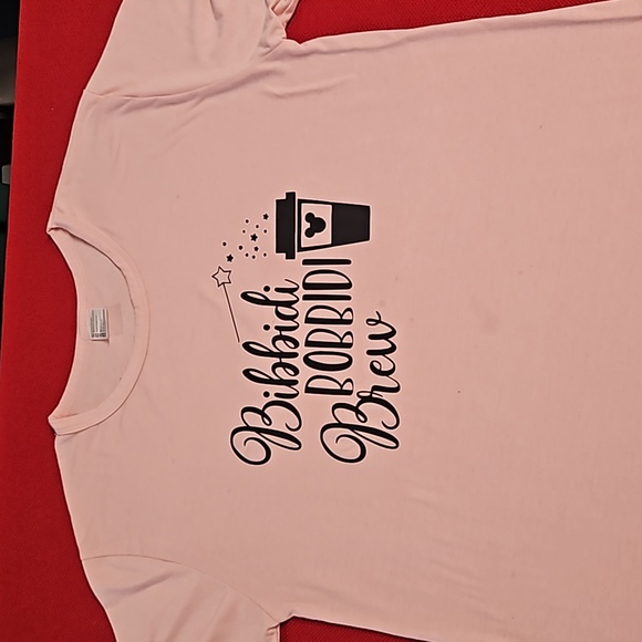 Bibbidi Bobbidi Brew mouse ears coffee cup graphic tee pink Medium WDW Starbie's - Picture 3 of 9
